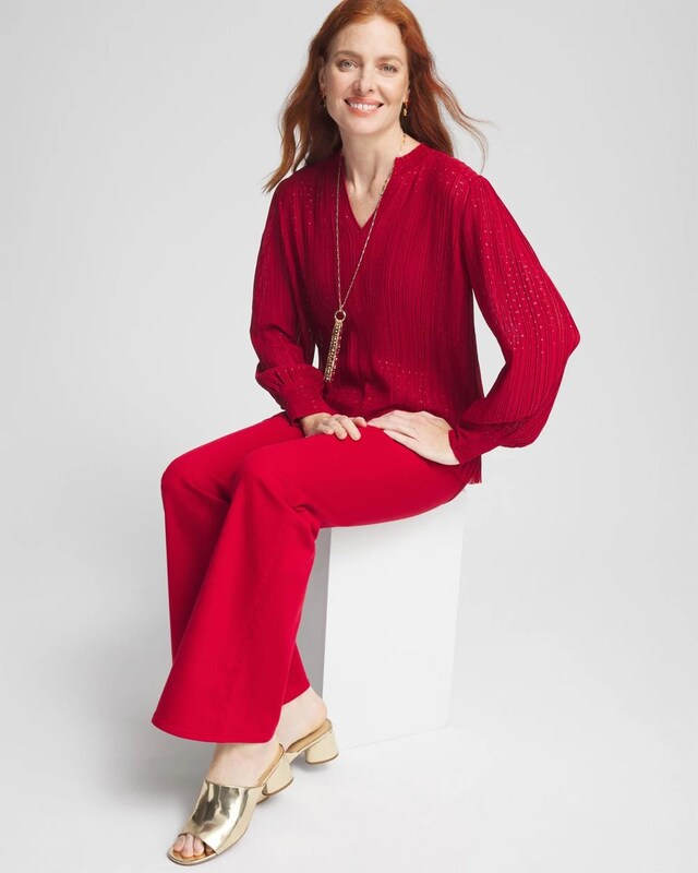 Shimmer Chiffon Pleated Blouse - image 2